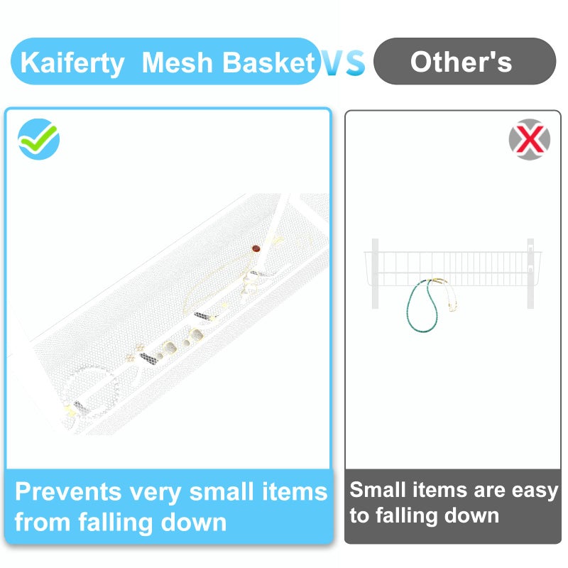 Kaiferty Over The Door Hooks Organizer Over Door Hanger Towel Rack Mesh Basket with 12 Hooks Back of Door Storage Organizer for Bedroom Bathroom Kitchen Office(White) - Image 2
